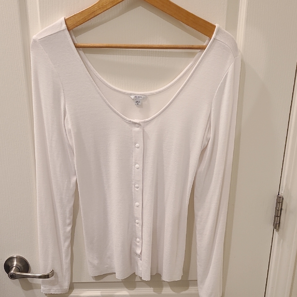 Guess White Button-Up Women's Top